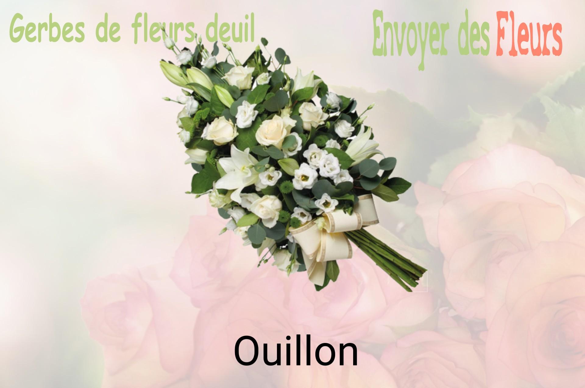 Gerbe de fleurs de deuil livrée à Ouillon